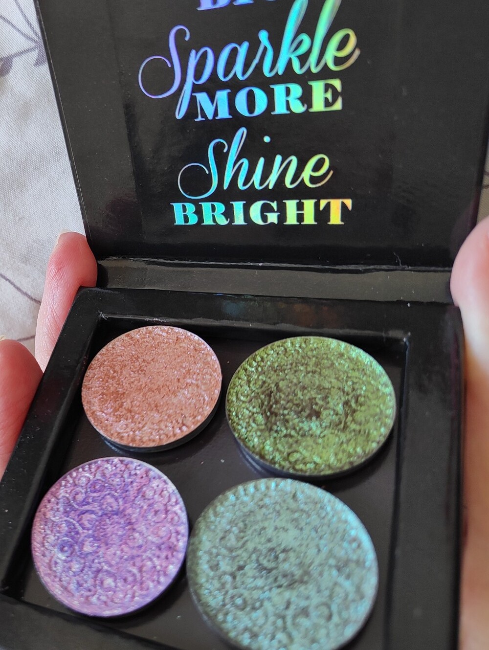 MBA Cosmetics Custom Eyeshadow Palette Duochrome Multichrome Rainbow Blue Green